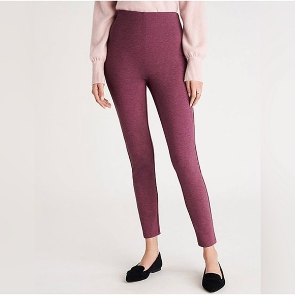 ANN TAYLOR Mauve Stretch Knit High Rise Legging Hidden Side Zip, XL - Picture 1 of 11